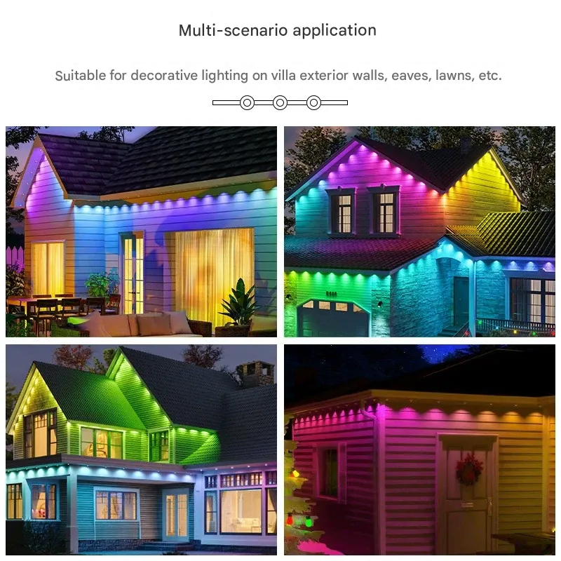 Tuyai Eaves Light APP Remote Control Intelligent Colorful Voice Control Garden Indoor Decorative String Lights