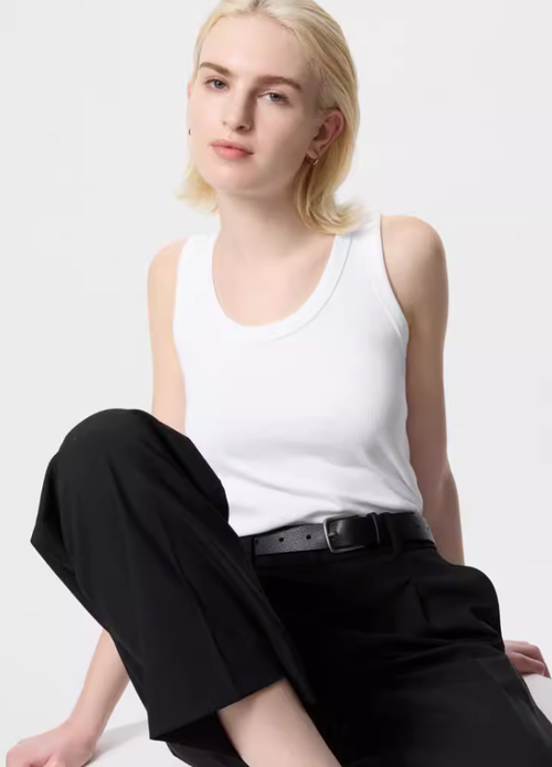 優衣庫女裝柔軟棉混紡羅紋圓領背心內搭打底25春夏新款474473
