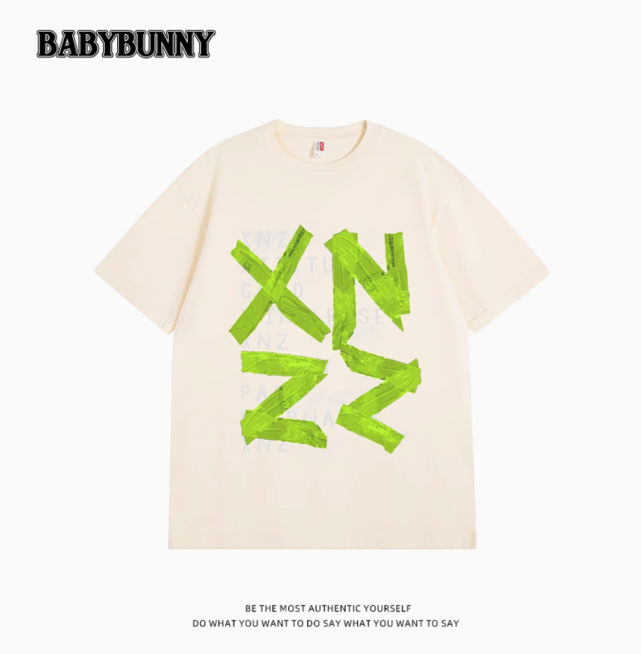 babybunny 原宿風嘻哈字母塗鴉短袖t恤女2025夏季新款半袖上衣ins