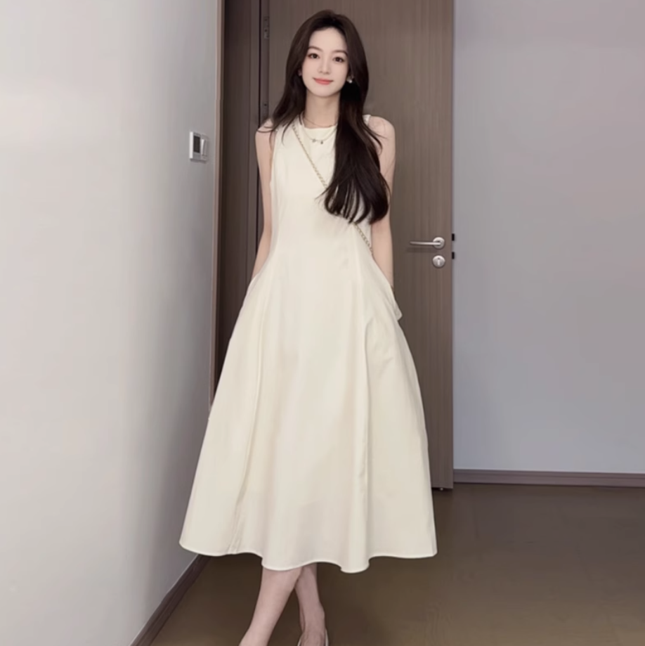 無袖背心吊帶連衣裙子女夏季2025新款流行爆款絕美海邊度假風長裙