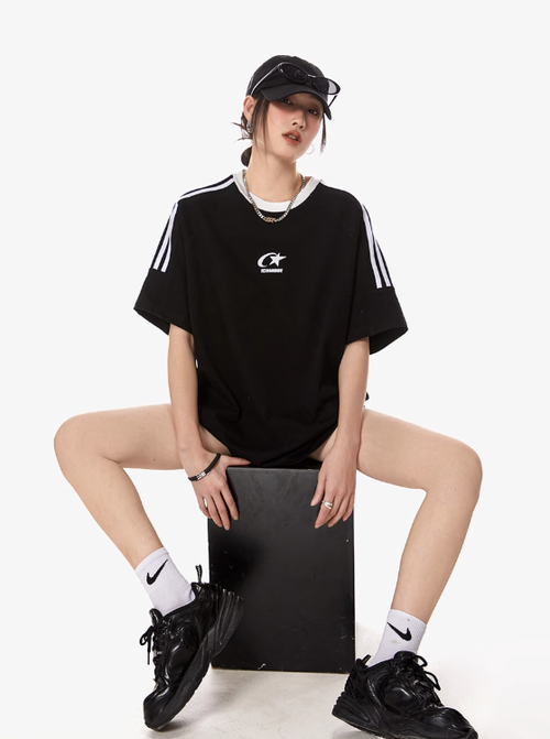 ICH MDOE 美式索羅娜涼感速乾短袖T恤女夏季海星印花正肩寬鬆上衣