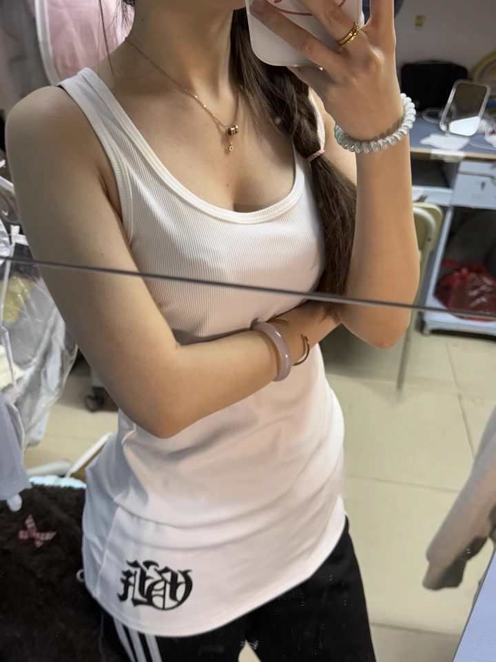 白色印花修身吊帶背心女夏季小衆打底內搭辣妹無袖中長款上衣外穿