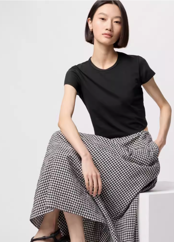 優衣庫女裝AIRism高彈力短T恤短袖辣妹風25春夏新款474411 465762