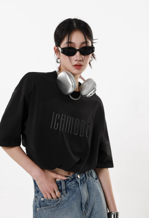 ICH MODE 美式復古重磅白色短袖t恤女夏季新款寬鬆百搭半袖上衣