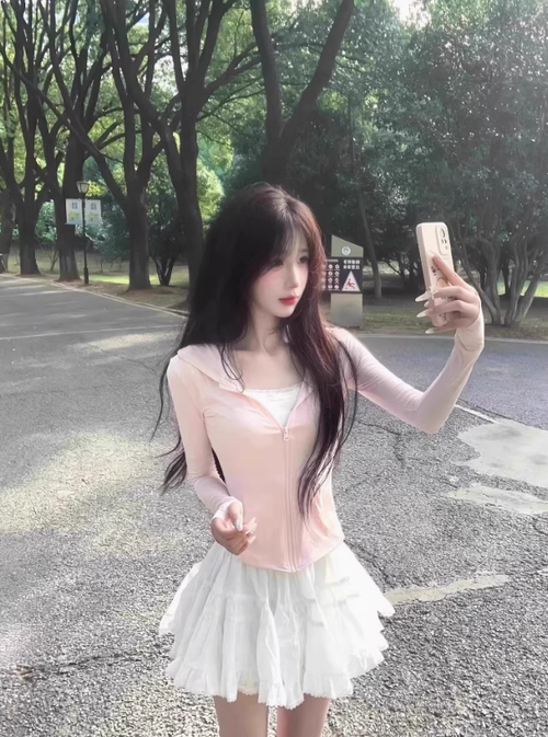 冰絲粉色防曬衣女2025新款修身瑜伽服冰感觸面料上衣小個子短外套