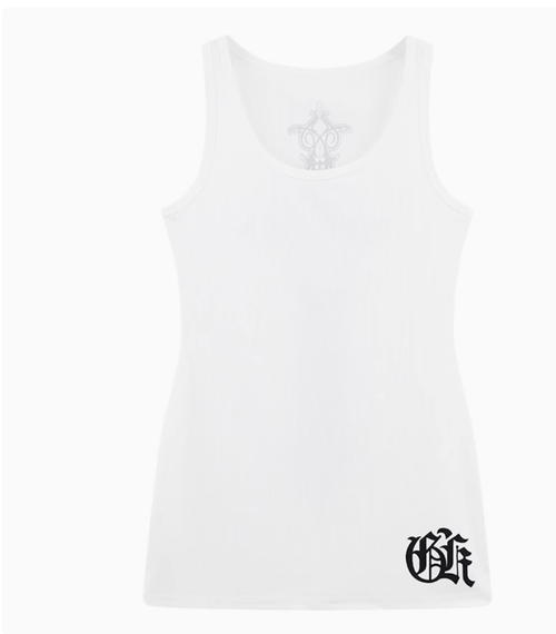 白色印花修身吊帶背心女夏季小衆打底內搭辣妹無袖中長款上衣外穿