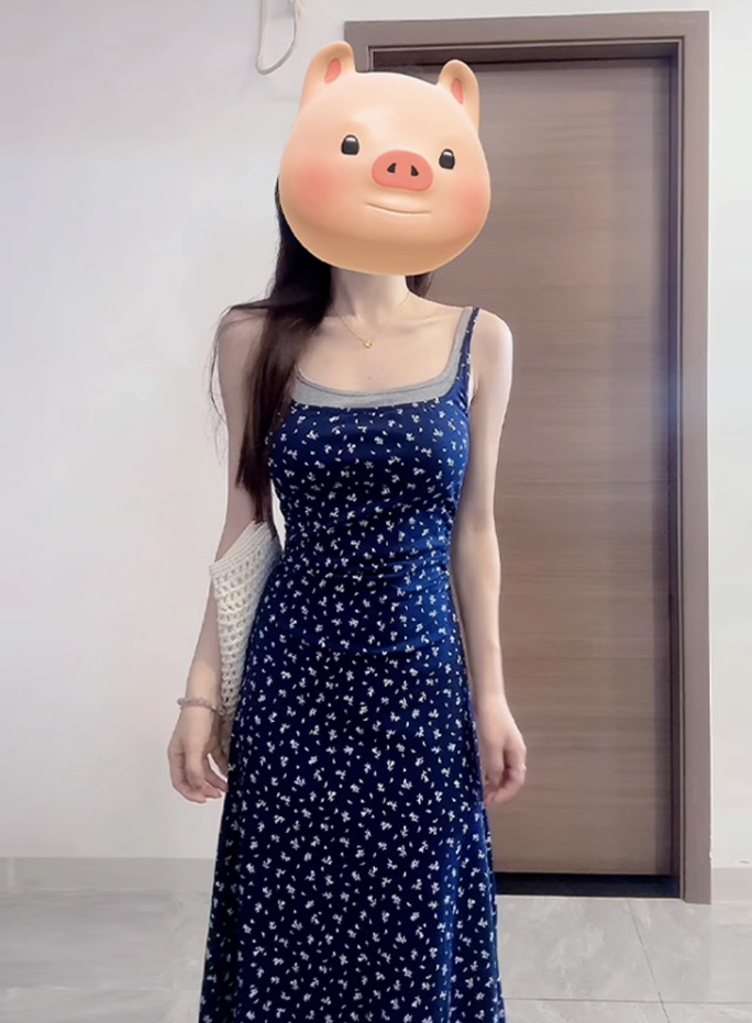 預售10天假兩件碎花吊帶連衣裙子女夏季205新款法式海邊度假長裙