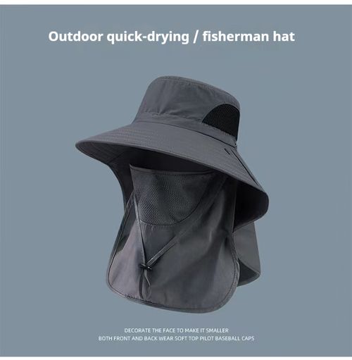 Outdoor UV Sun Protection Wide Brim Hat with Face Cover for Men & Women