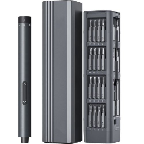 Professional DIY electric screwdriver bit set with multiple types, magnetic electronic repair tool kit, includes battery and power source