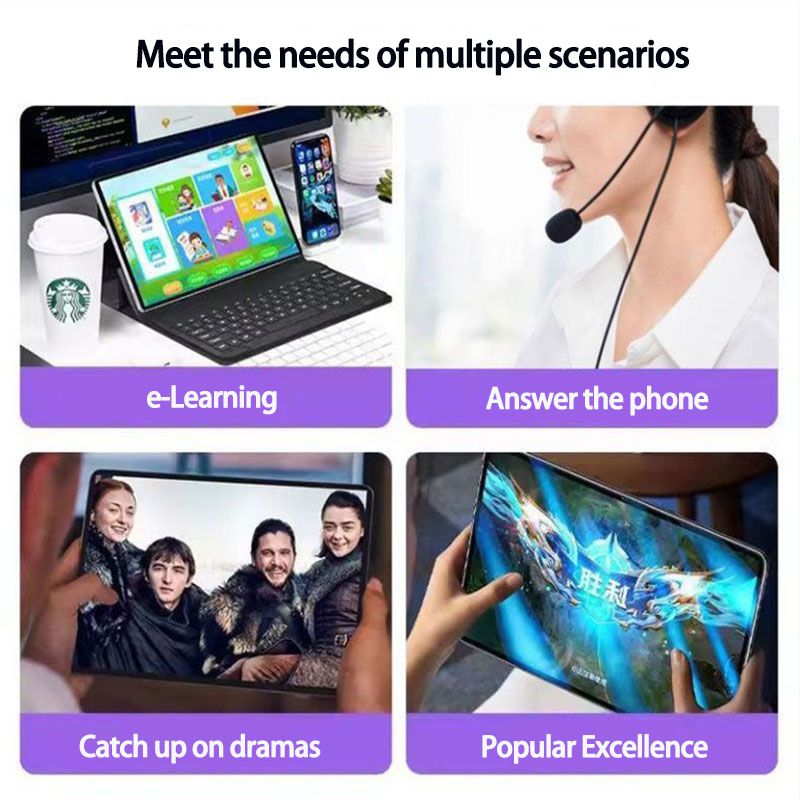 New 4-5G tablet 2-in-1 high-definition eye protection, gaming, entertainment, learning tablet iPad