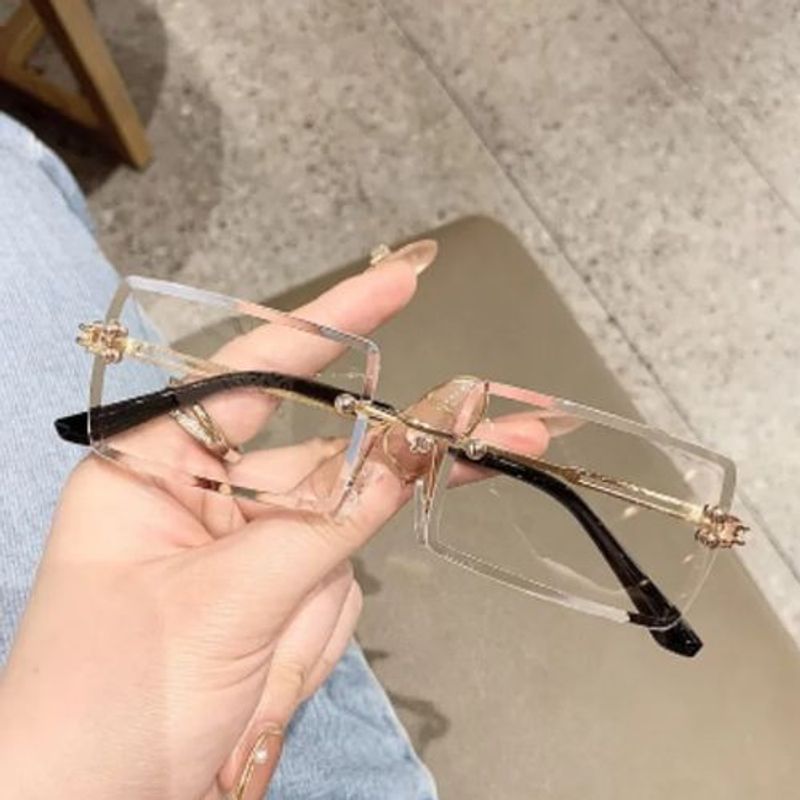 Silver Frameless Unisex Glasses + Leather Case