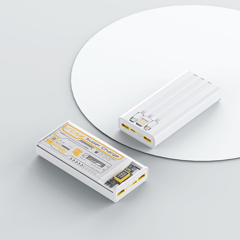 Transparent Container Power Bank 30000mAh Ultra Large Capacity PD100W Drop Resistant Mobile Power Bank Ultra Large Capacity