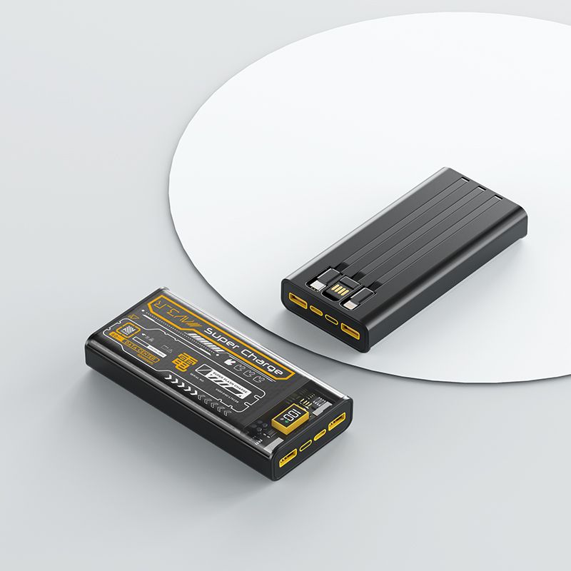 Transparent Container Power Bank 30000mAh Ultra Large Capacity PD100W Drop Resistant Mobile Power Bank Ultra Large Capacity