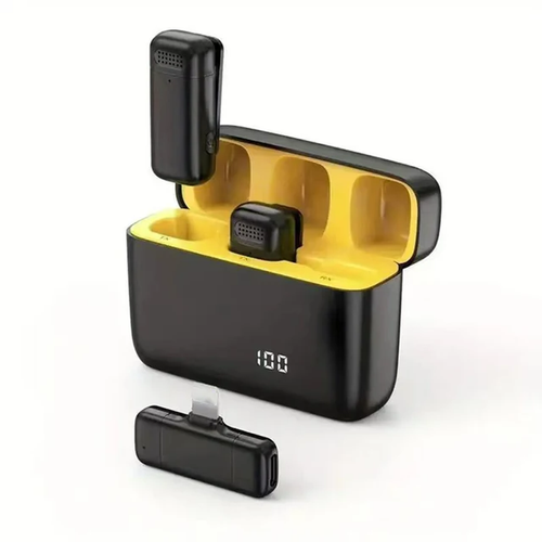 Wireless Lavalier Microphone Charging Case Mic Portable Audio Video Recording For IPhone Android