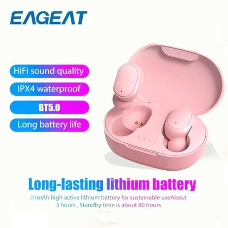 EAGEAT Wireless Earpods Bluetooth 5.0 Earphones Pink