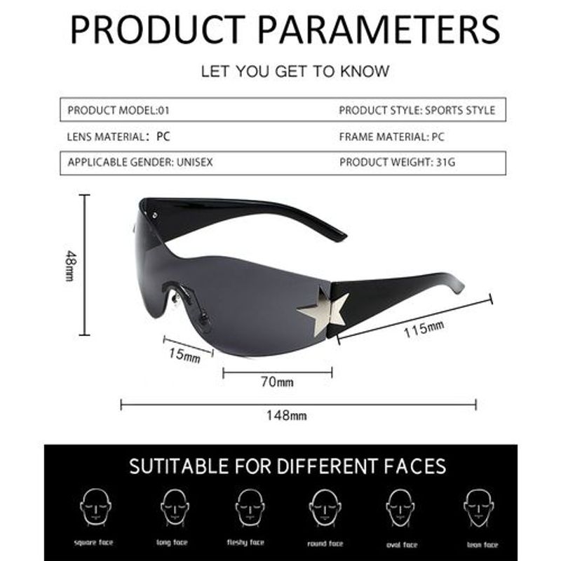 Y2k Men's And Women's One Piece Rimless Sunglasses