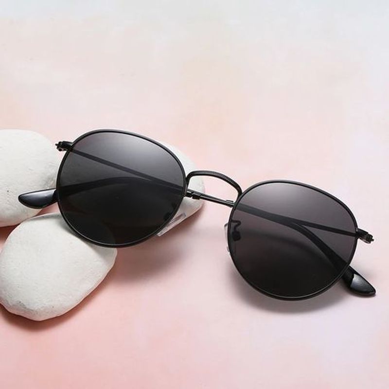 Black Luxury Round Sunglasses - Designer Sunglasses