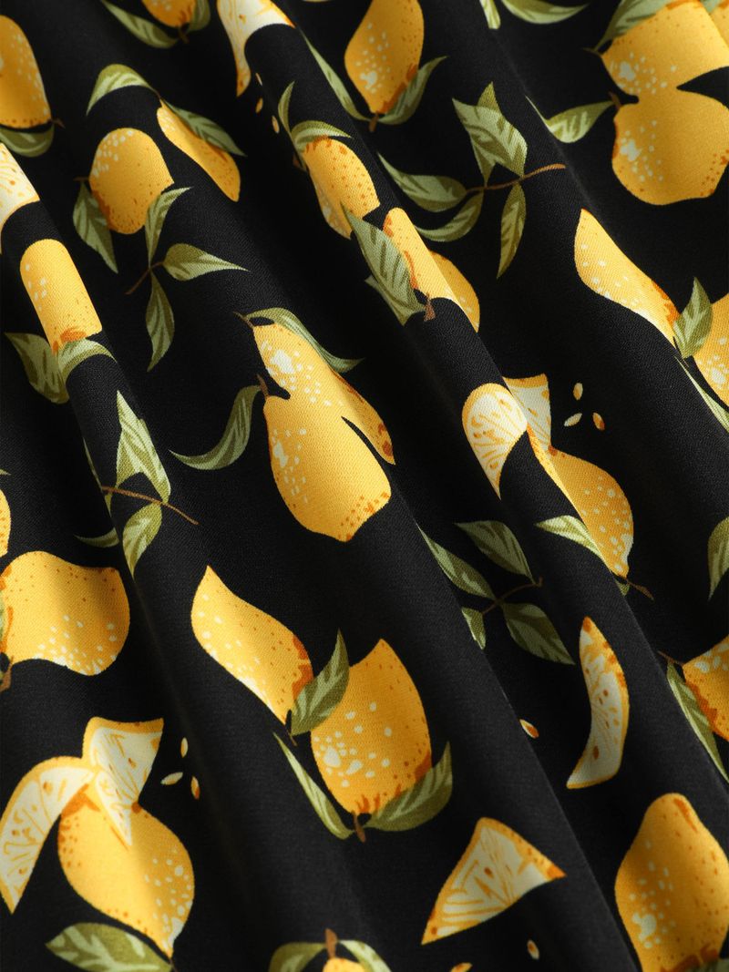 Lemon Split Knotted Shirred Midi Dress