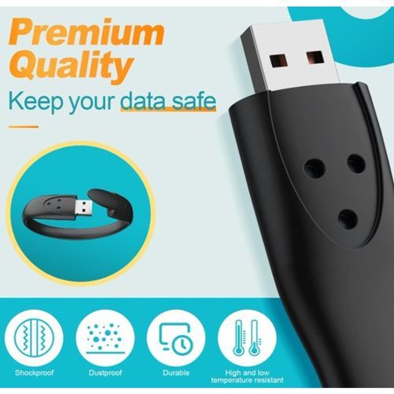 64GB Pen Flash Drive USB 2.0 Black Wristband Thumb Drive Memory Stick