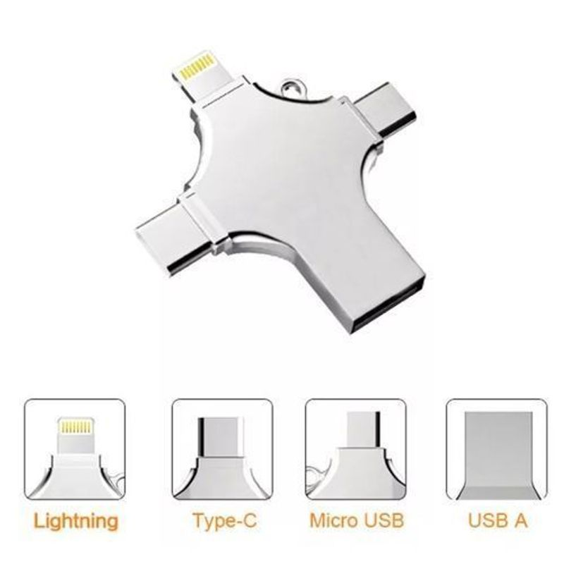 Share this product    Otg 128GB Ultra OTG Micro USB Type-c Lightning 4in1 Flash Drive