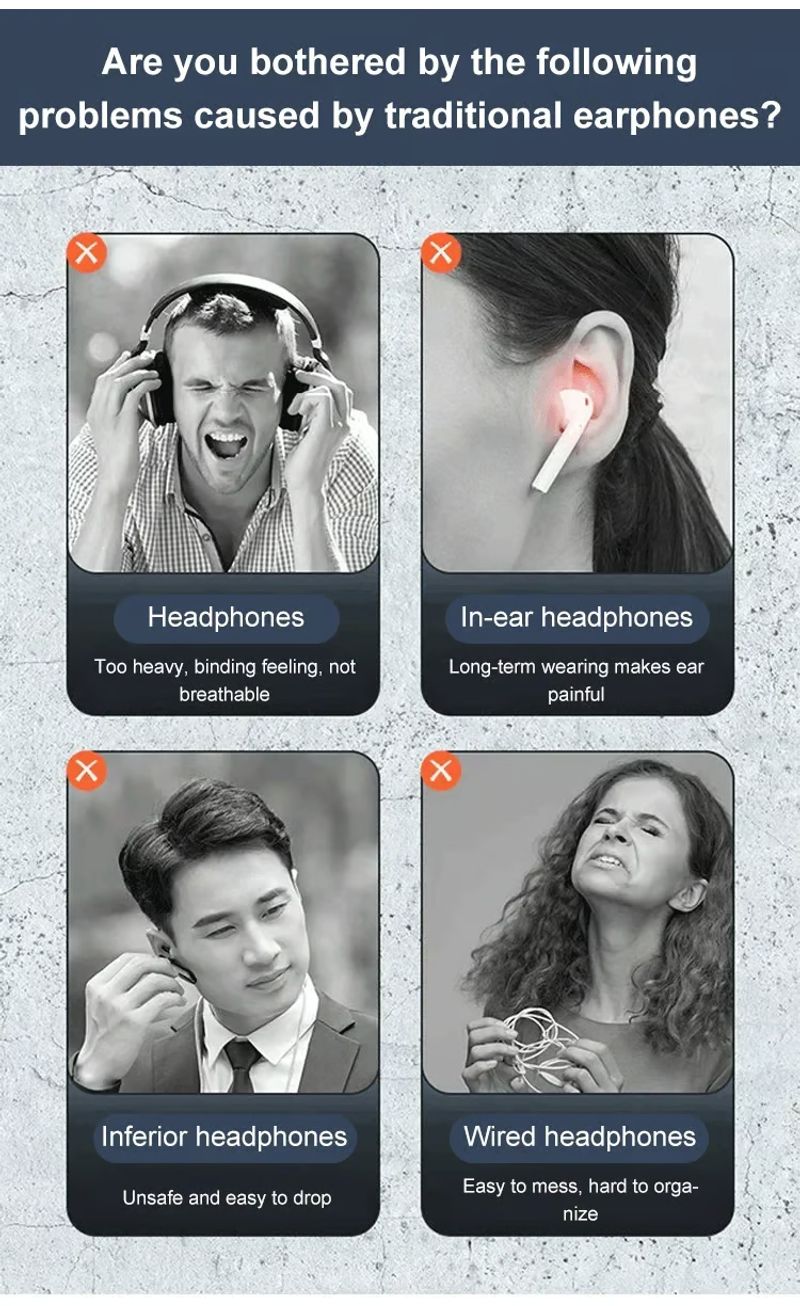 TWS wireless bone conduction digital Bluetooth earbuds