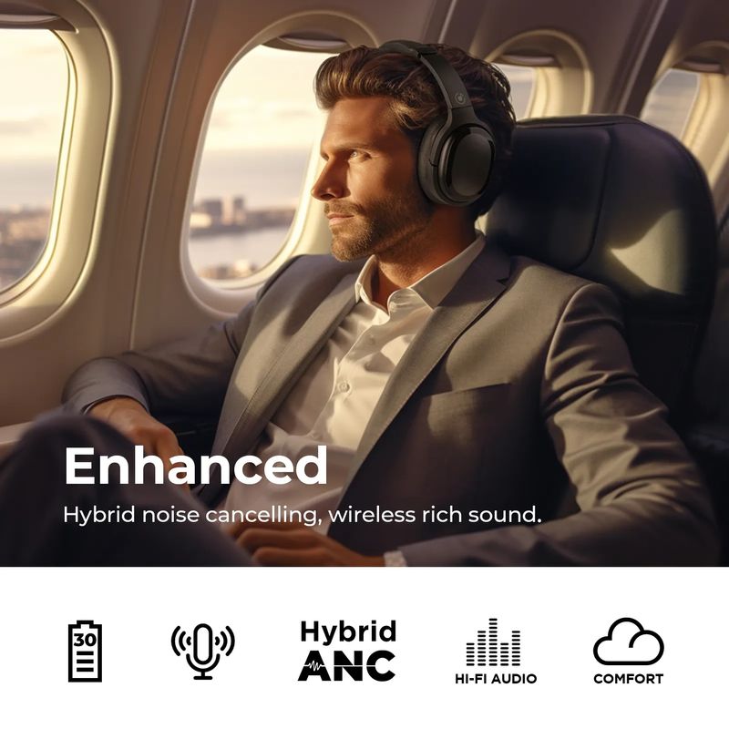 Hybrid Active Noise Cancelling Headphones ANC Bluetooth Wireless Headphones