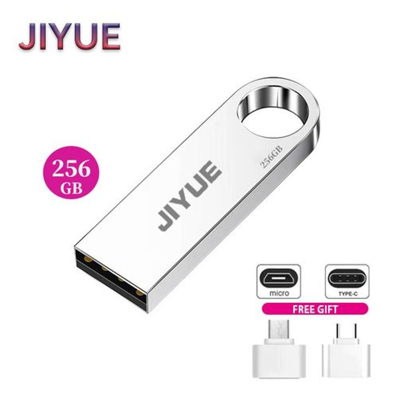 JIYUE Flash Drive 256GB Metal OTG Micro USB Type-C
