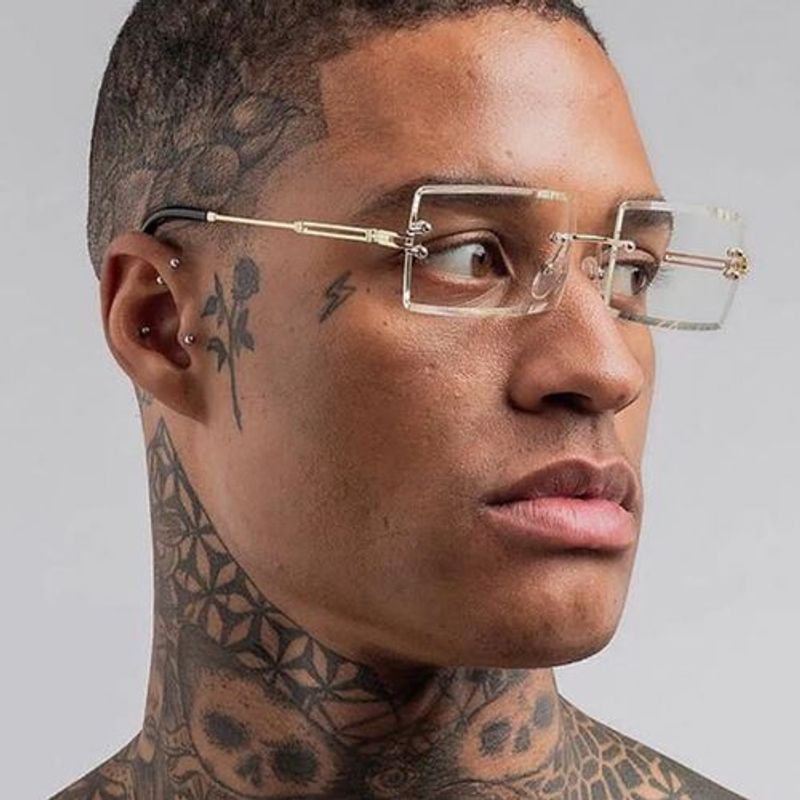 Silver Frameless Unisex Glasses + Leather Case