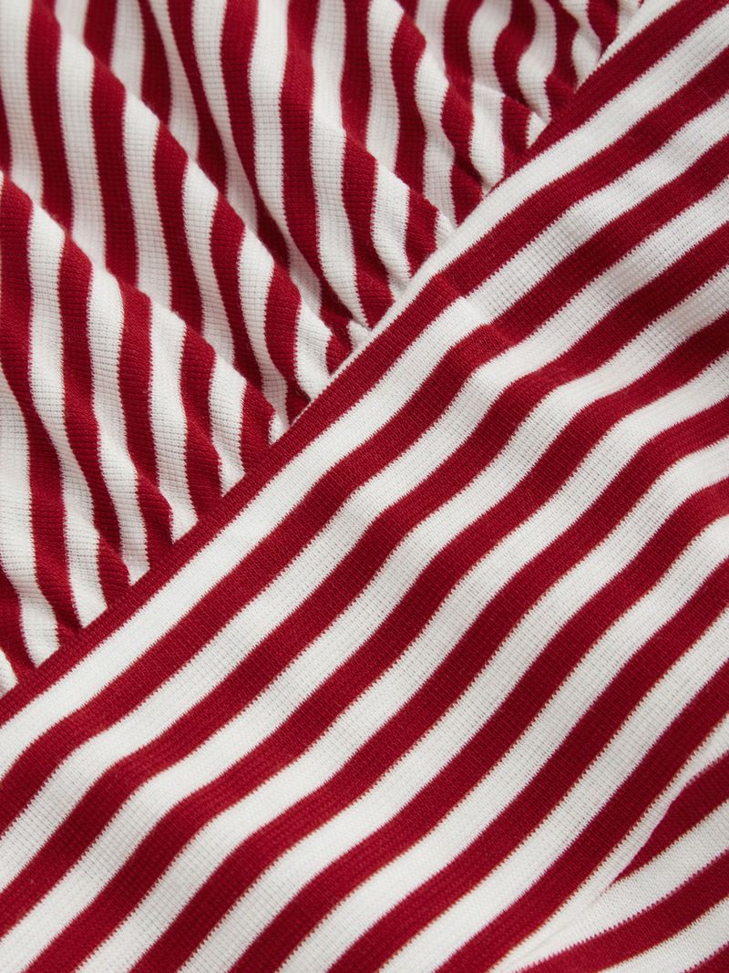 Halter Neckline Stripe Ruffle Mini Dress With Scarf