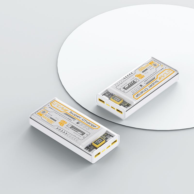 Transparent Container Power Bank 30000mAh Ultra Large Capacity PD100W Drop Resistant Mobile Power Bank Ultra Large Capacity