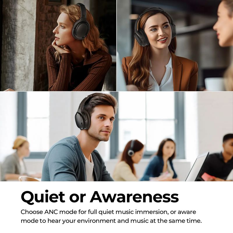 Hybrid Active Noise Cancelling Headphones ANC Bluetooth Wireless Headphones