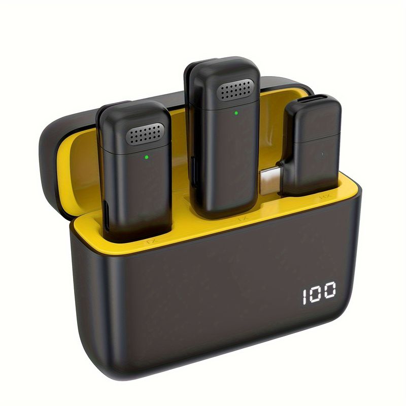 Wireless Lavalier Microphone Charging Case Mic Portable Audio Video Recording For IPhone Android