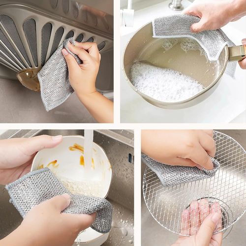 2026 Upgraded Multipurpose Wire Dishwashing Rags, Metal Wire Dishwashing Cloths Towels Scrubs Cleans, Wet and Dry Wire Dishwashing Rags Non-Scratch Wire Dishcloth for Dishes, Sinks (20 Pack)