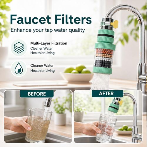 Upgrade Filtros De Agua para Tomar, Faucet Mount Filters, Activated Carbon, Tap Purifier Faucet Tap Filter Splashproof 360 Degree Rotation Water Saving Bubbler for Home Kitchen Bathroom(4PCS)