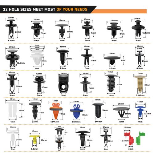 Car Push Retainer Clips & Auto Fasteners Assortment Popular Sizes Nylon Bumper Fender Rivets, 975Pcs Clips+ Remover