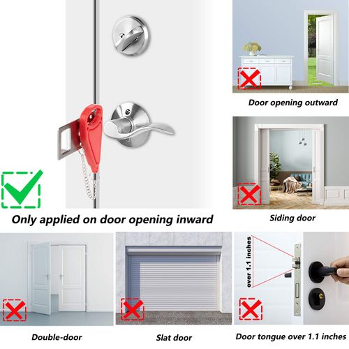 Portable Door Lock, Hotel Travel Door Lock Security for Home,Hotel Safety Device for Door Security, Portable Lock for Hotel Room, Apartment, College Dorm and Travel