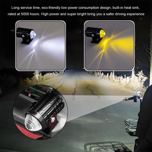 2PCS Motorcycle LED Driving Fog Lights, Super Bright White/Amber Motor Auxiliary LED Spotlights with 2 Switch, Waterproof Aux Motorcycle Headlight for Car Truck ATV Tractor (8-80v)