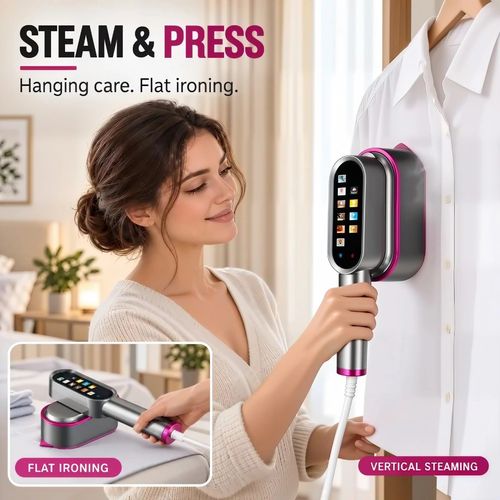 2 in 1 Handheld Garment Steamer , and Iron for Clothes Travel Size, 1200W,15s Fast Heat-up,Large Ceramic Heat Panel,Fabric Wrinkle Remover for Home