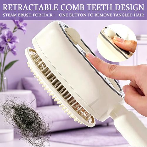 2026 Upgrade Electric Spray Air Cushion Massage Comb, 5-in-1 Self-Cleaning Steam Brush for Hair, Anti-Tangle Gloss Detangling Air Cushion Brush for Dry Frizzy Long Short Women Hair
