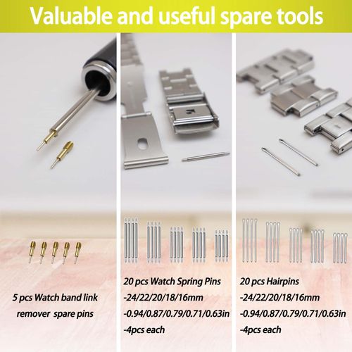 Watch Link Removal Kit, Watch Band Sizing Tool for Watch Strap Adjustment, Watch Pins Replacement, Watch Hammer, Spring bar