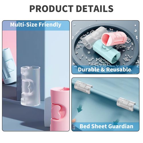 18PCS Larger Bed Sheet Grippers with Two Gear for Bed Sheet Holder,Duvet Cover Clips,Durable Bed Sheet Clips Keep Sheets Snug for Mattresses with Raised Edge,Fitted Sheet Clips(Clear)