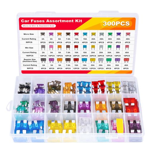 Fuse Assortment Kit,306pcs Car Boat Truck SUV Auto Automotive Assorted Replacement Blade Fuses Standard & Mini & Low Profile Mini-2A 5A 7.5A 10A 15A 20A 25A 30A 35A with Fuse Puller Circuit Tester