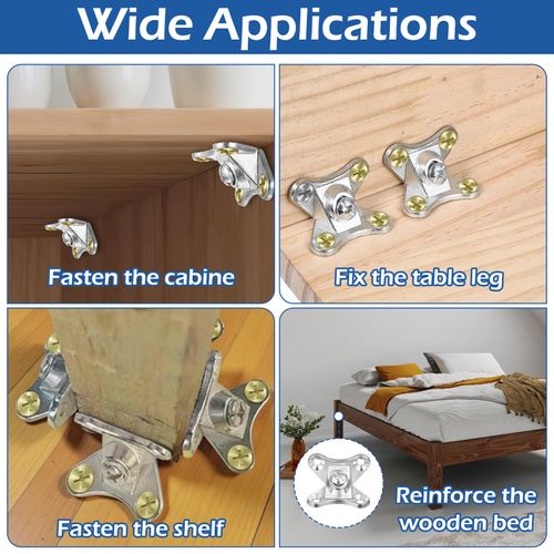 20 Pack L Bracket, Detachable Corner Brace, Heavy Duty Butterfly Metal Brackets with 80 Pcs Screws, Right Angle Support for Wood Furniture Cabinet Shelves Table Chair Bed, Silver