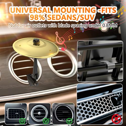 Car Crash Cymbal, Car Crash Cymbal Air Vent, Car Symbol Drum Cymbal Air Vent, Tlkiaa Easy Clip-On Mini Cymbal for Music Lovers, Compact Durable Car Accessory Percussion Instrument Christmas Gift