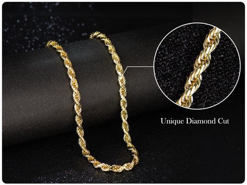 14K Gold-Plated Rope, Cuban, Figaro Set, 8mm 24" Length, Necklaces & Bracelet,Cuban link chain,Father's Day Gift