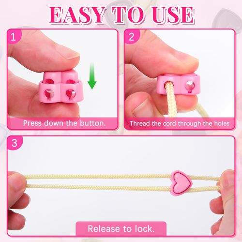 Plastic Cord Locks for Drawstrings Shoelaces, 100 Pcs Adjustable Round Cord Stops for Paracord, Backpacks
