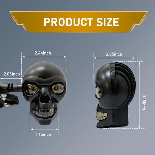 2PCS LED Motorcycle Turn Signal Light, Waterproof Skull Head Warning Light Decoration, 10 mm Screw Blinkers Indicator Replacement part (White for Constant On, Yellow for Turning）