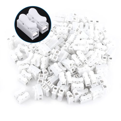 Push Quick Wire Cable Connector, 100pcs 10A 220V 2 Pin Push-in Spring Loaded Electrical Connectors for Lighting Electrical and Automotive Wiring Electricity