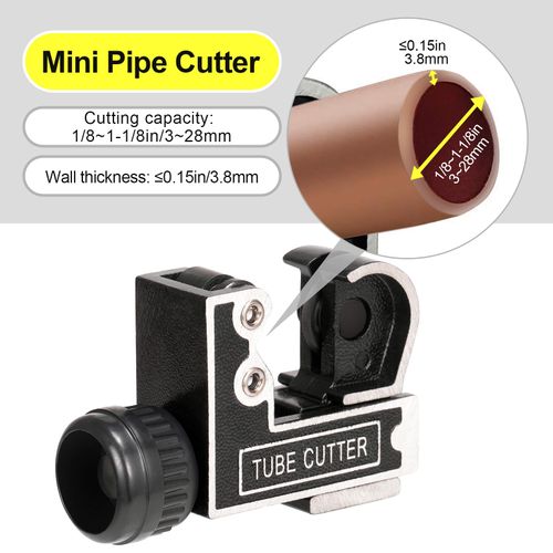 Mini Pipe Cutter Tool 1/8'' to 1-1/8'' (3-28mm) Tube Cutter,Cuts Copper, Brass, Aluminum Pipe, for Plumbing, HVAC Work, Automotive Repairs, DIY Projects