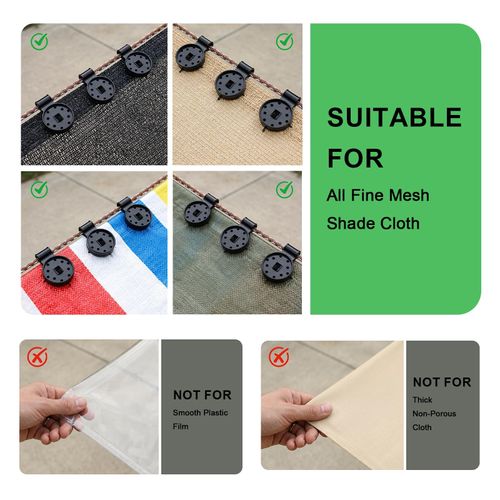 100 Pack Shade Cloth Heavy Duty Lock Grip, Round Plastic Sun Shade Net Clip, Reusable Sun Shade Clips for Garden, Patio Awnings, Greenhouse Fabric, Windproof Anti Bird Netting Clamps